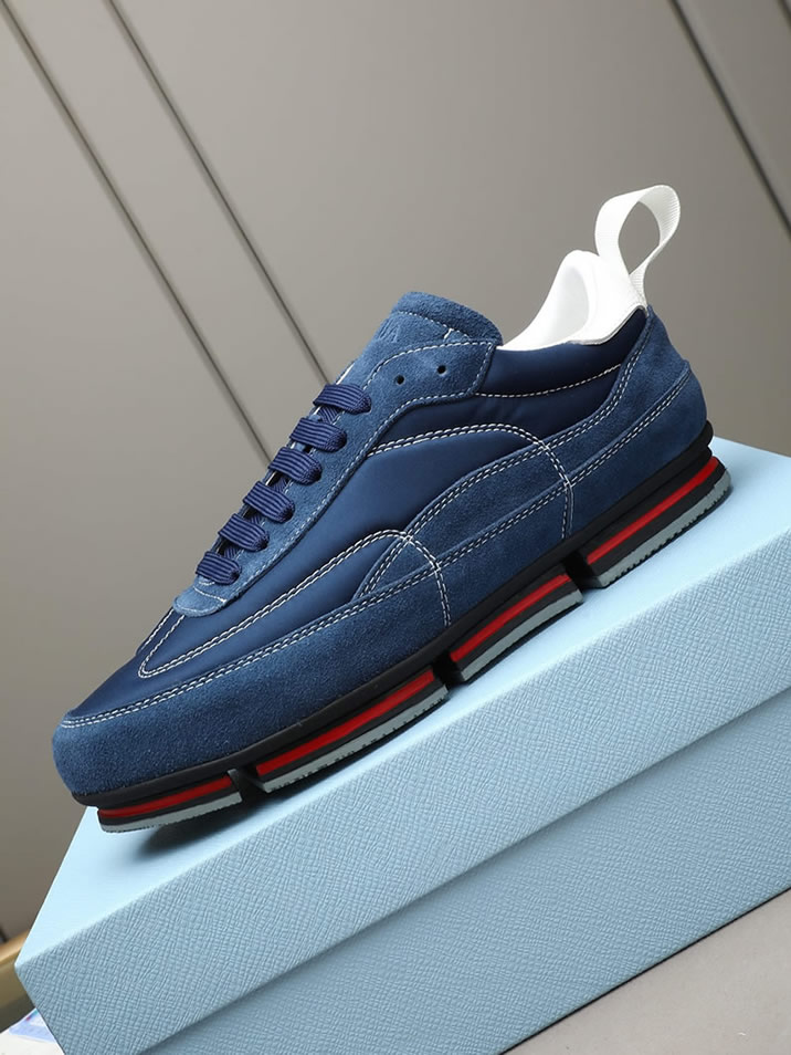 プラダ テクニカルファブリック&スエード スニーカー ブルー shoes541 - 画像 (6)