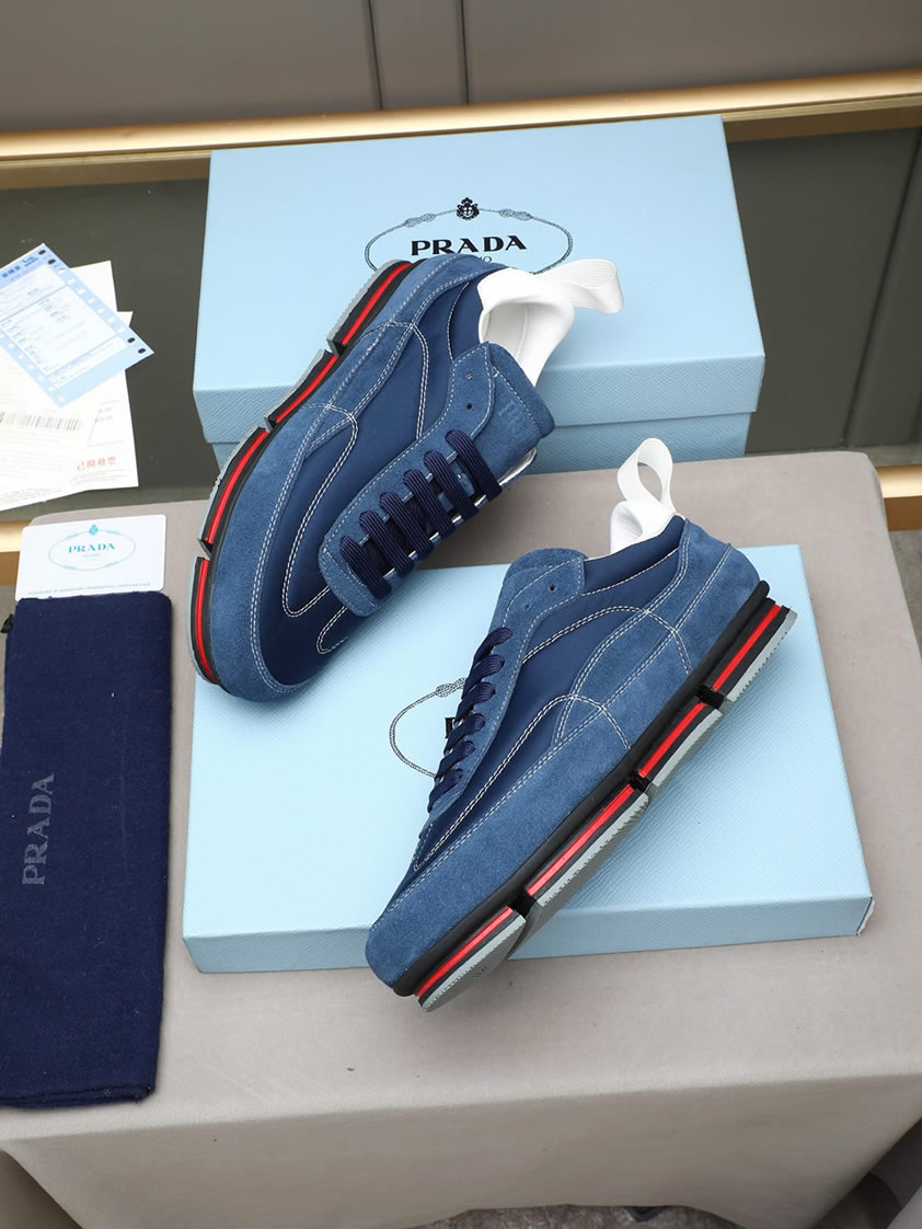 プラダ テクニカルファブリック&スエード スニーカー ブルー shoes541 - 画像 (7)