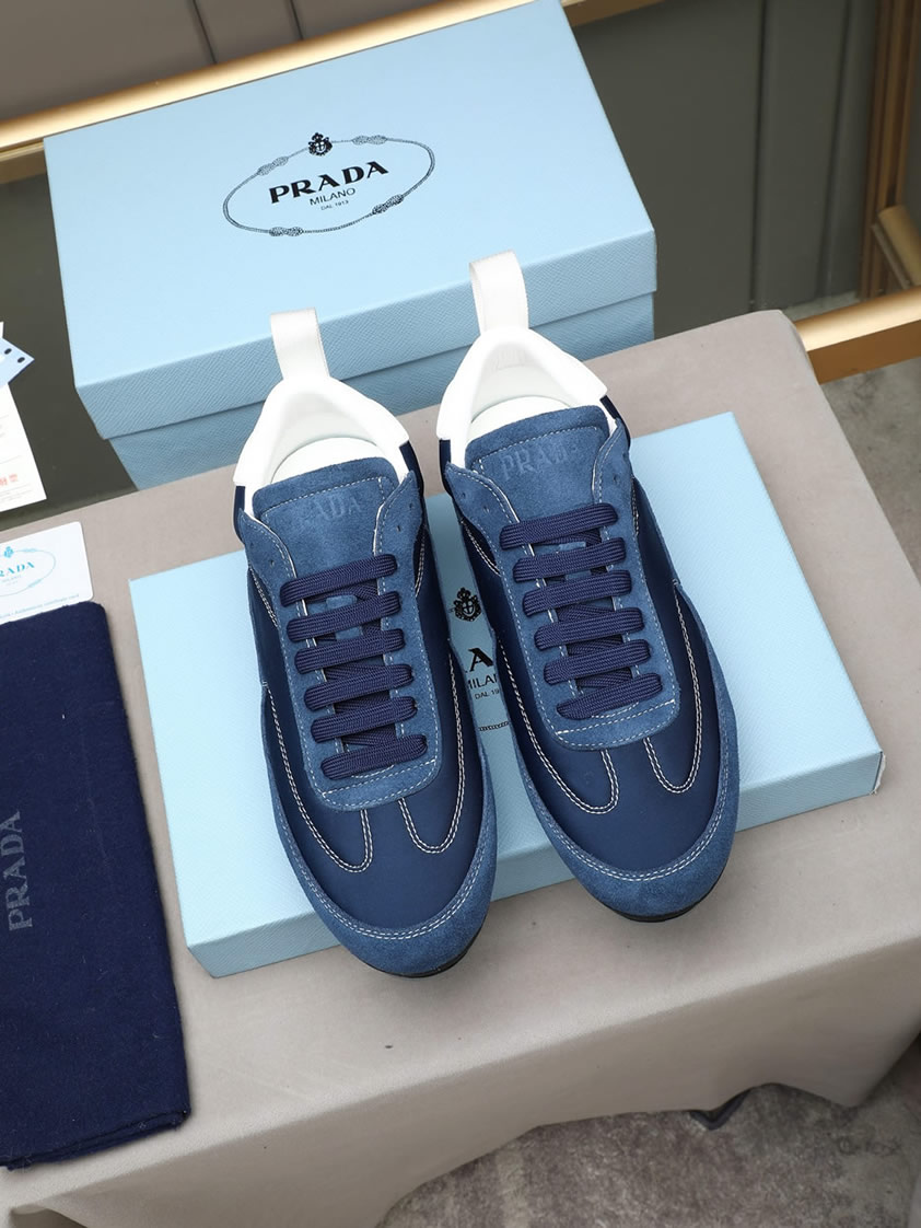 プラダ テクニカルファブリック&スエード スニーカー ブルー shoes541 - 画像 (8)
