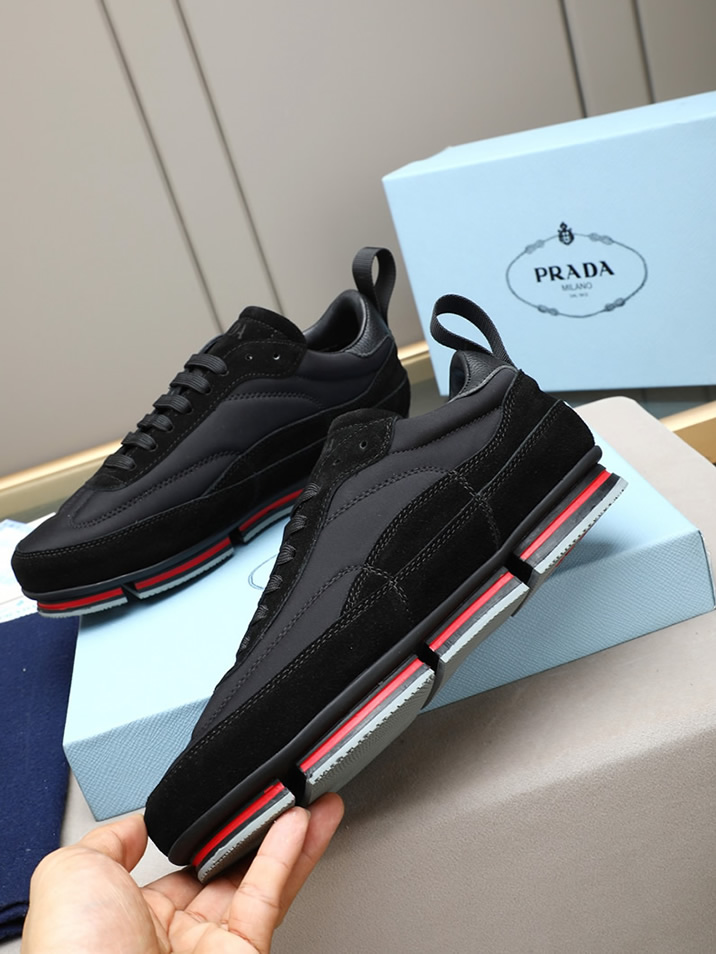 プラダ テクニカルファブリック&スエード スニーカー ブラック shoes542 - 画像 (2)