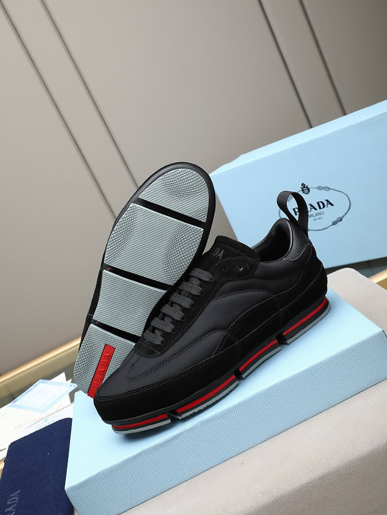プラダ テクニカルファブリック&スエード スニーカー ブラック shoes542 - 画像 (3)