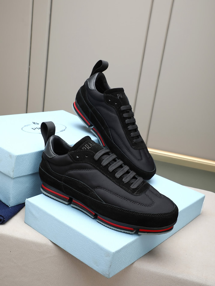 プラダ テクニカルファブリック&スエード スニーカー ブラック shoes542 - 画像 (4)