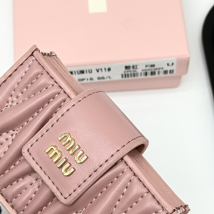 Miu Miu マテラッセレザー カードホルダー ピンク miumiuV11 - 画像 (5)