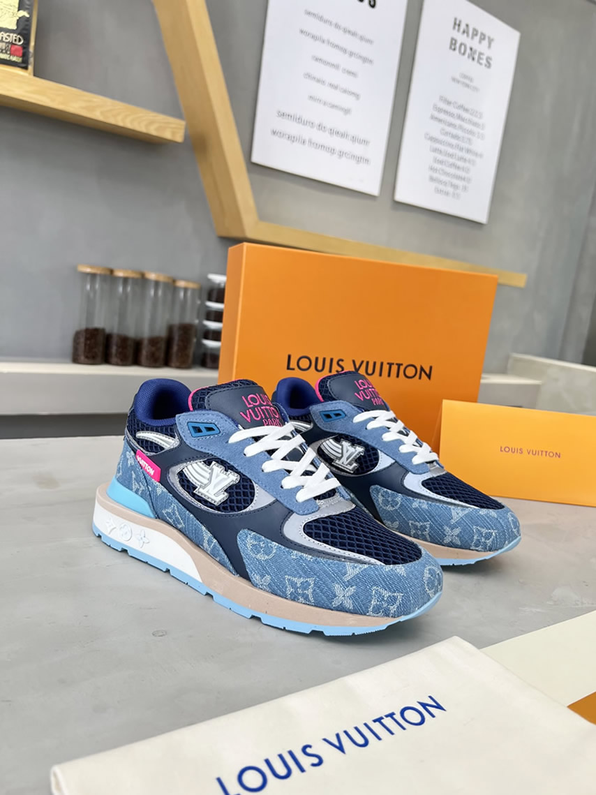 ルイ・ヴィトン ランナウェイ・ライン スニーカー ブルー&ピンク shoes553 - 画像 (3)