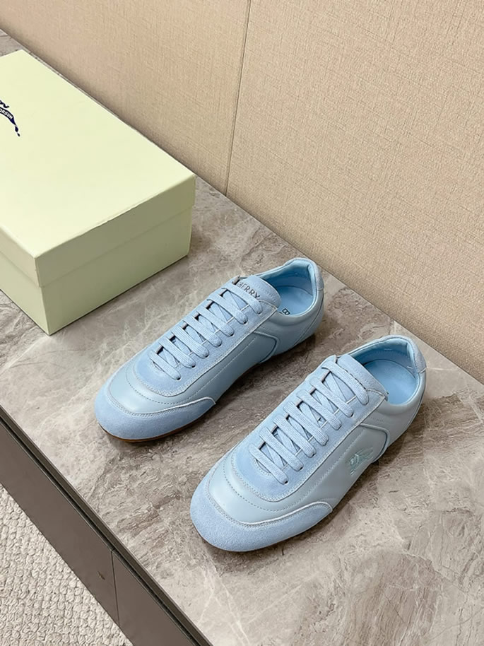 バーバリー ライトブルー レザー スニーカー shoes562 - 画像 (2)