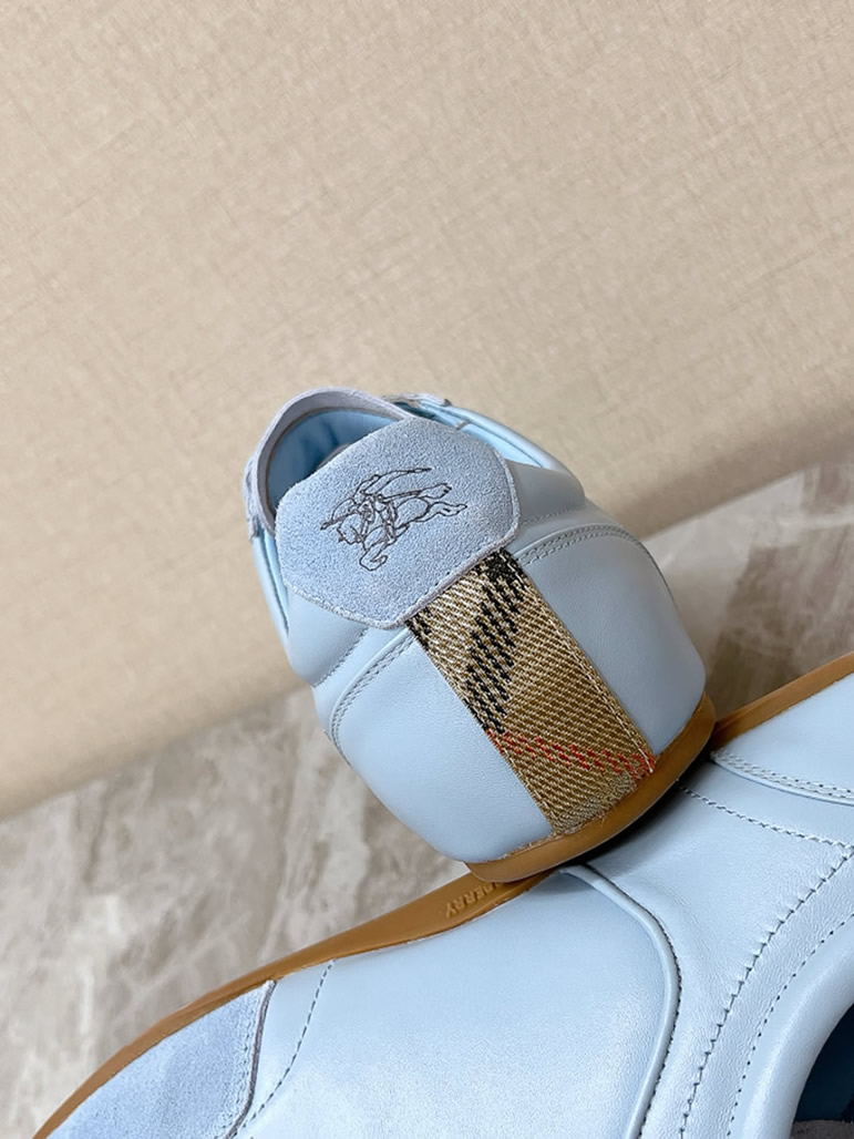 バーバリー ライトブルー レザー スニーカー shoes562 - 画像 (8)