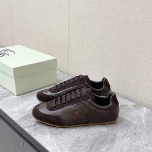 バーバリー ダークブラウン レザー スニーカー shoes563