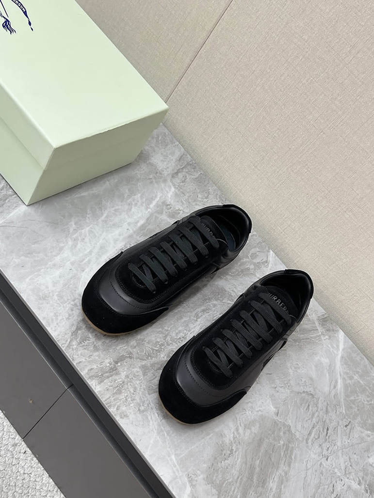 バーバリー ブラック レザー スニーカー shoes564 - 画像 (3)