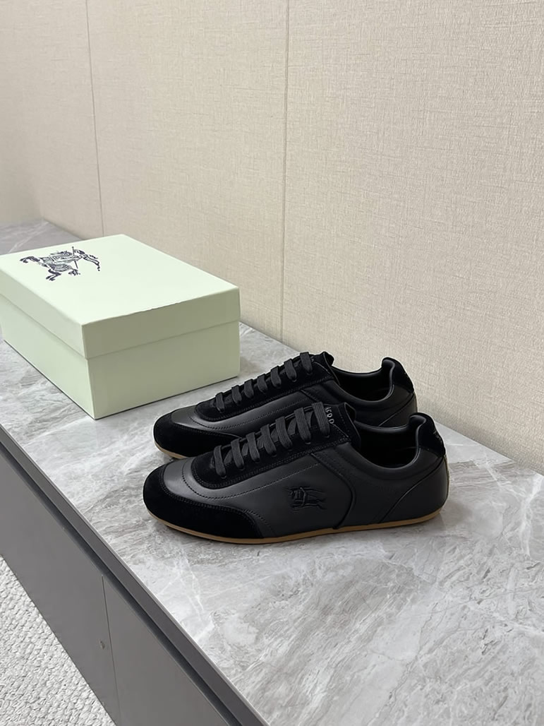 バーバリー ブラック レザー スニーカー shoes564