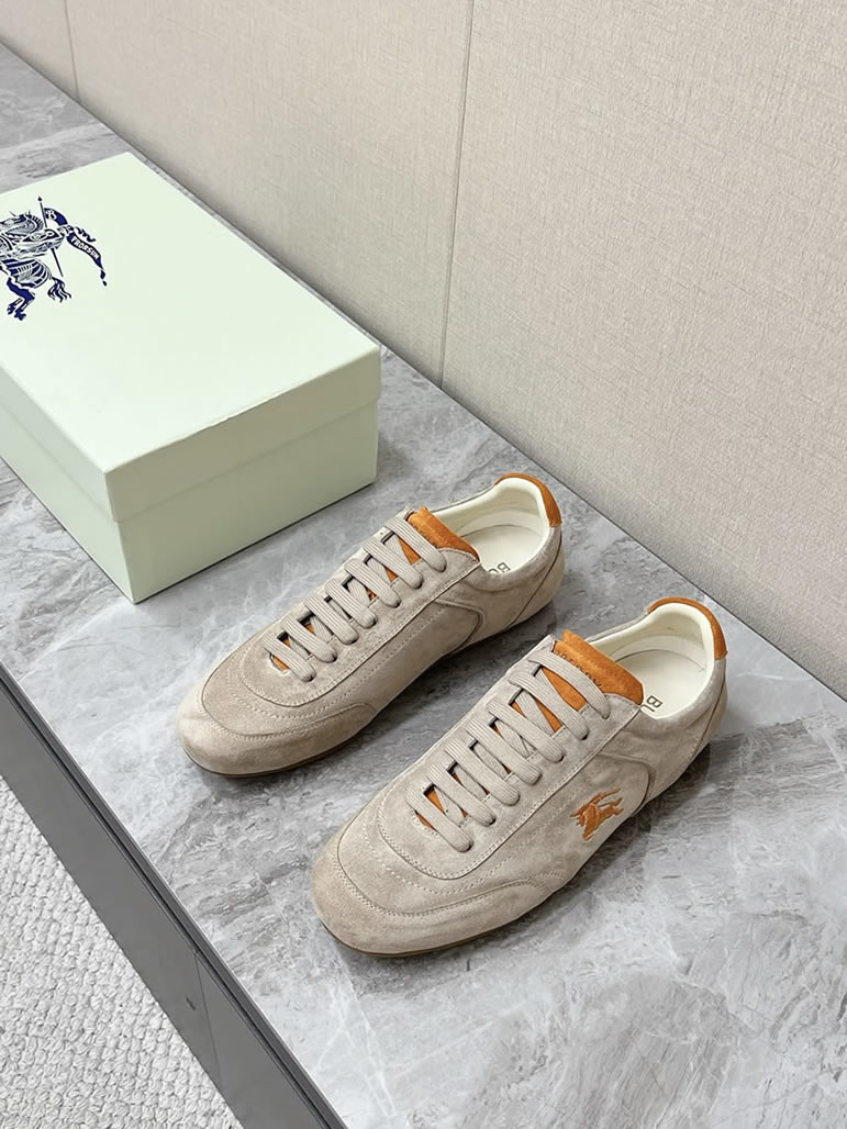 バーバリー ベージュ×オレンジ スエード スニーカー shoes567 - 画像 (2)