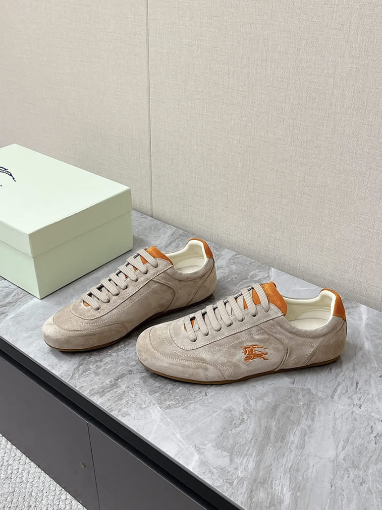 バーバリー ベージュ×オレンジ スエード スニーカー shoes567 - 画像 (3)