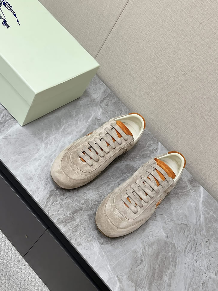バーバリー ベージュ×オレンジ スエード スニーカー shoes567 - 画像 (4)