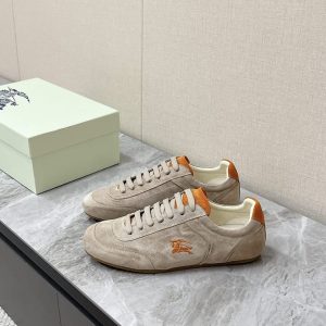 バーバリー ベージュ×オレンジ スエード スニーカー shoes567
