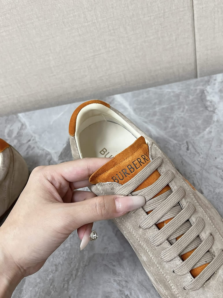 バーバリー ベージュ×オレンジ スエード スニーカー shoes567 - 画像 (6)