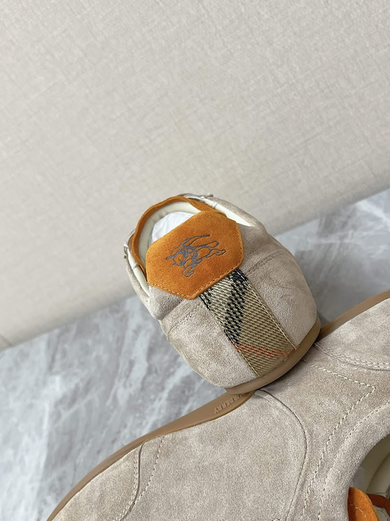 バーバリー ベージュ×オレンジ スエード スニーカー shoes567 - 画像 (8)