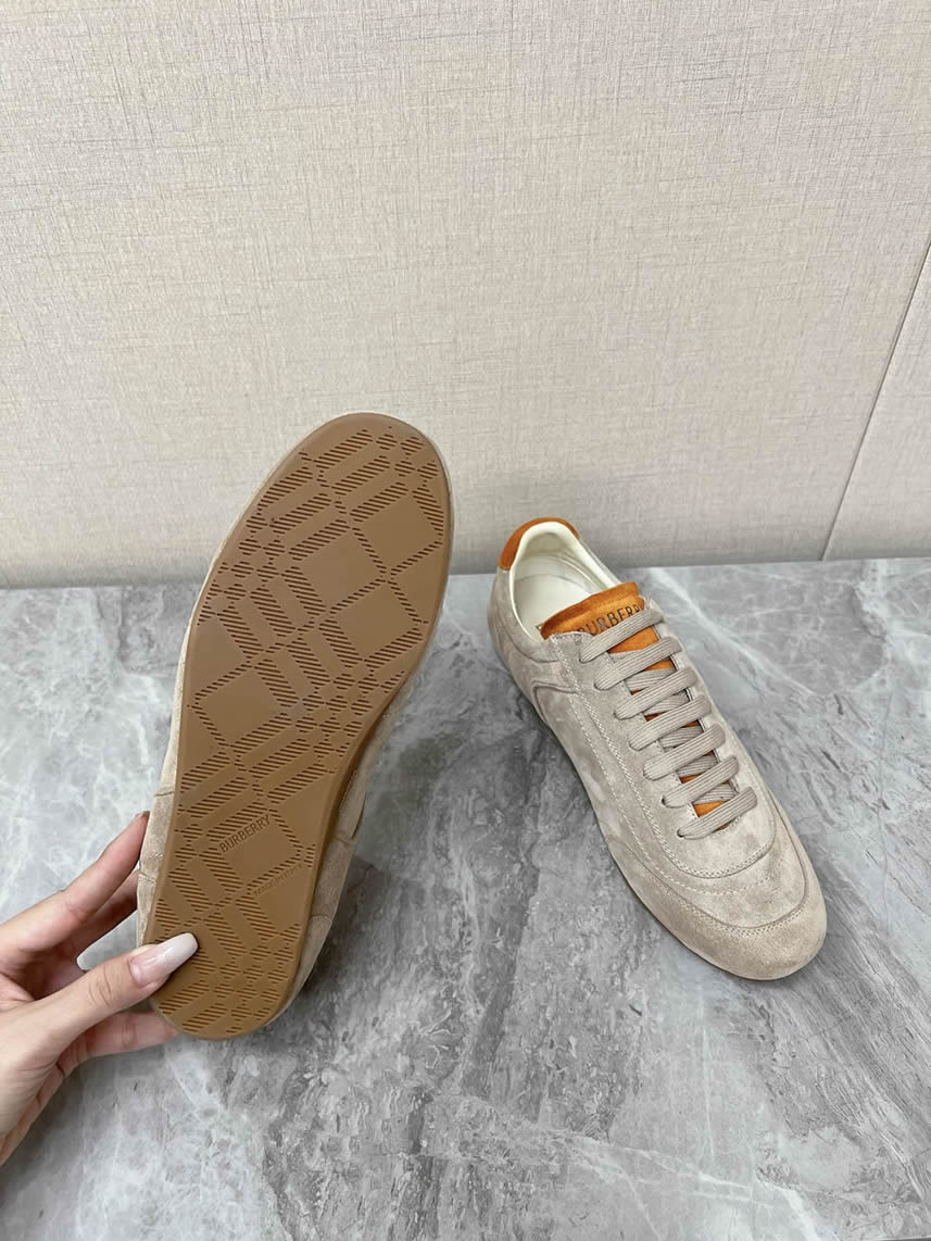 バーバリー ベージュ×オレンジ スエード スニーカー shoes567 - 画像 (9)