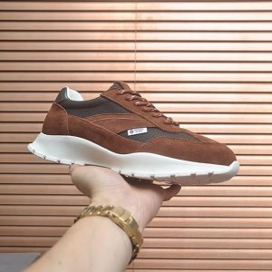 プラダ ブラウン スエード コンビスニーカー shoes581