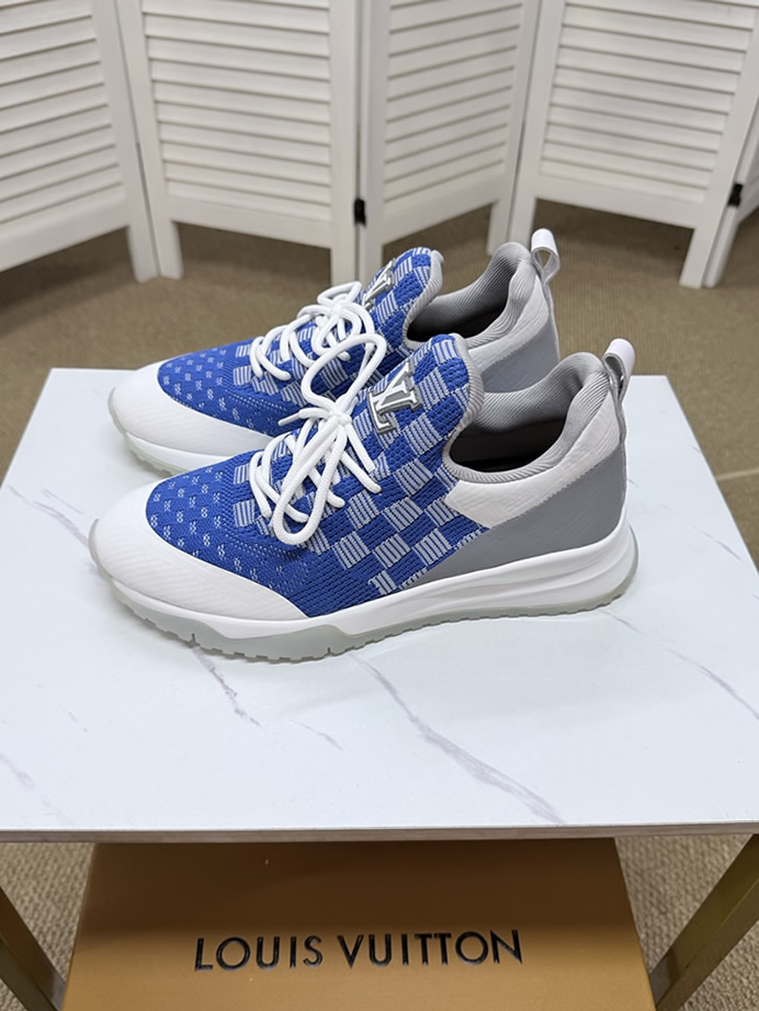 ルイ・ヴィトン ダミエ 針ニット スニーカー ブルー ホワイト shoes587