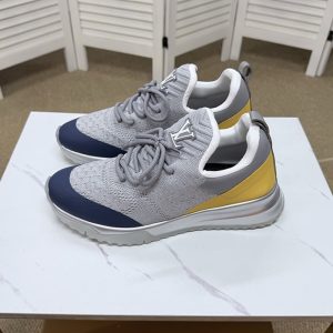 ルイ・ヴィトン 針ニット スニーカー グレー ネイビー イエロー shoes589