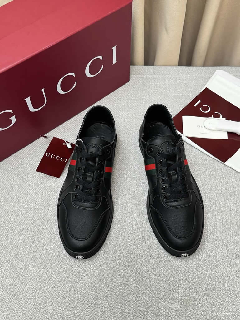 グッチ レザー ウェブストライプ スニーカー ブラック shoes569 - 画像 (8)