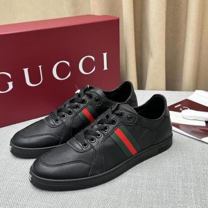 グッチ レザー ウェブストライプ スニーカー ブラック shoes569