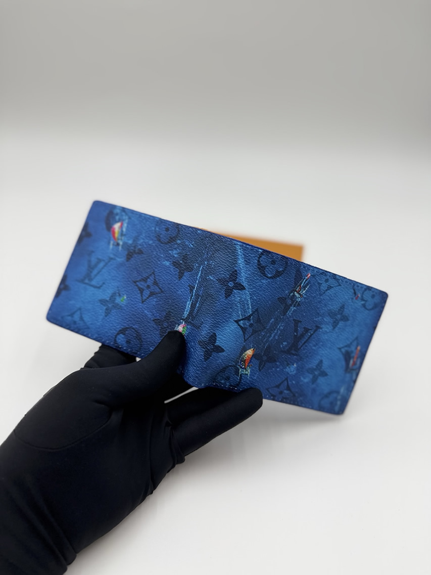 ルイ・ヴィトン モノグラム ヨット アートプリント ポルトフォイユ・ミュルティプル ブルー M28809 - 画像 (3)