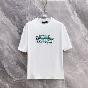 ルイ・ヴィトン グラフィティロゴ アートプリント クルーネックTシャツ ホワイト FS478