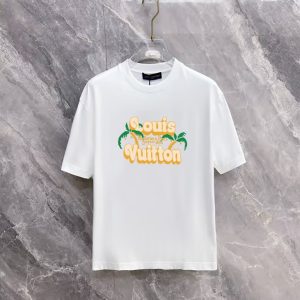ルイ・ヴィトン ヤシの木モチーフ レトロロゴ クルーネックTシャツ ホワイト FS484