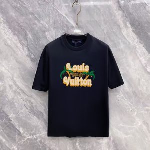 ルイ・ヴィトン ヤシの木モチーフ レトロロゴ クルーネックTシャツ ブラック FS485