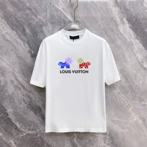 ルイ・ヴィトン アニマルグラフィック アートプリント クルーネックTシャツ ホワイト FS486