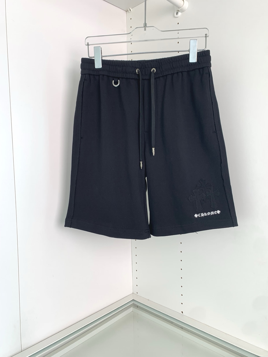 クロムハーツ クロスモチーフ 刺繍スウェットショートパンツ ブラック FS493