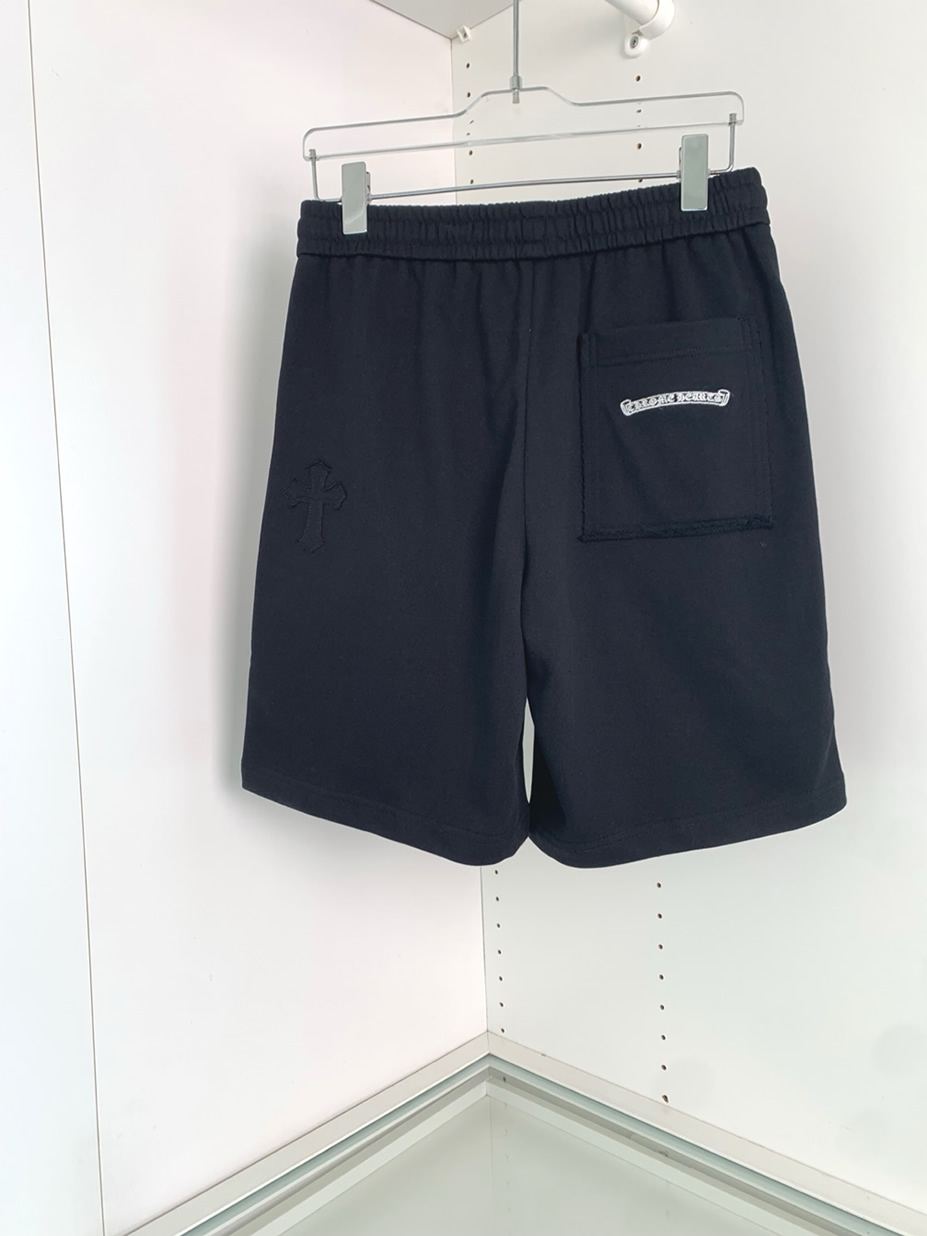 クロムハーツ クロスモチーフ 刺繍スウェットショートパンツ ブラック FS493 - 画像 (2)