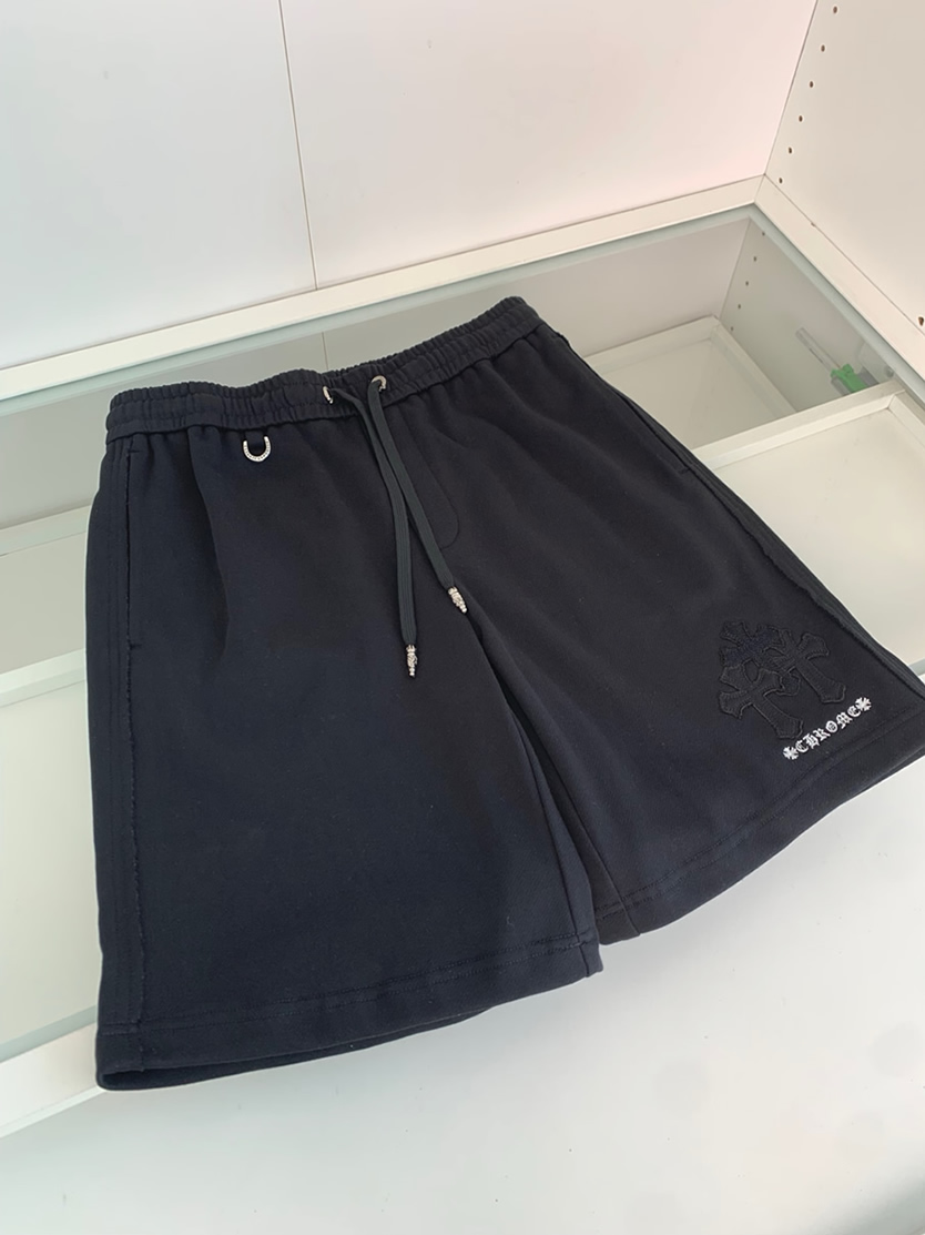 クロムハーツ クロスモチーフ 刺繍スウェットショートパンツ ブラック FS493 - 画像 (3)