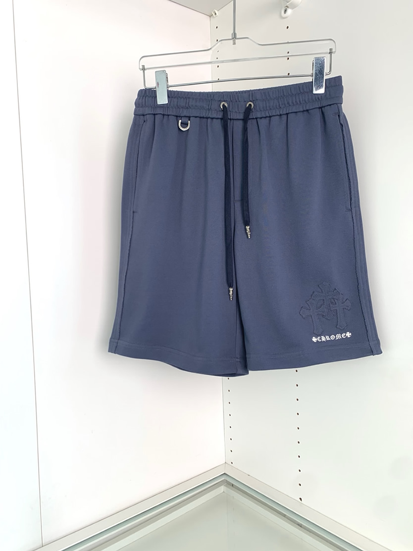クロムハーツ クロスモチーフ 刺繍スウェットショートパンツ ネイビー FS495