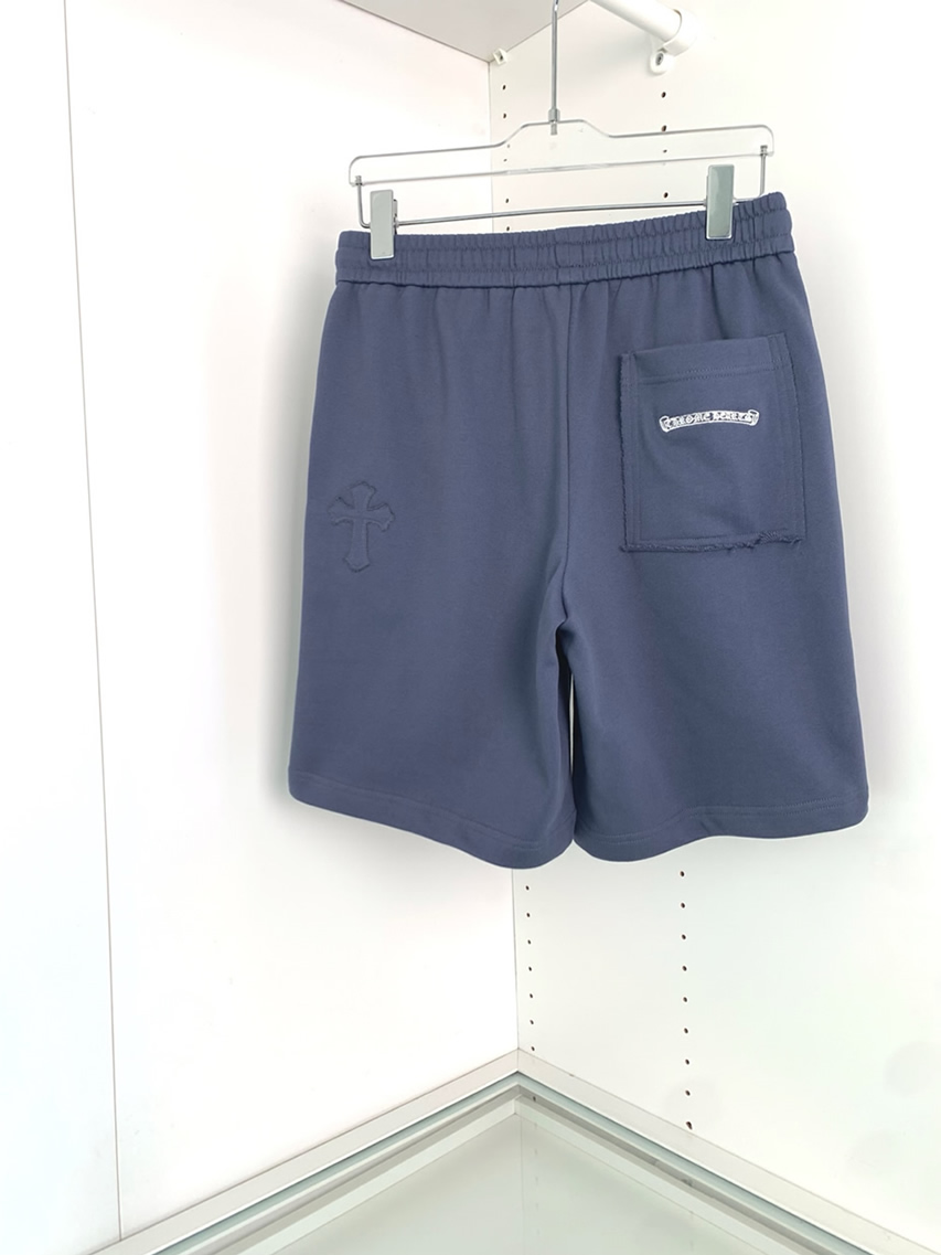 クロムハーツ クロスモチーフ 刺繍スウェットショートパンツ ネイビー FS495 - 画像 (2)