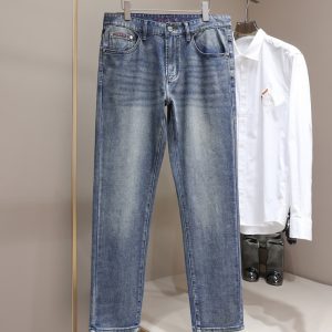 グッチ ロゴディテール ウォッシュドデニムパンツ ブルー FS507