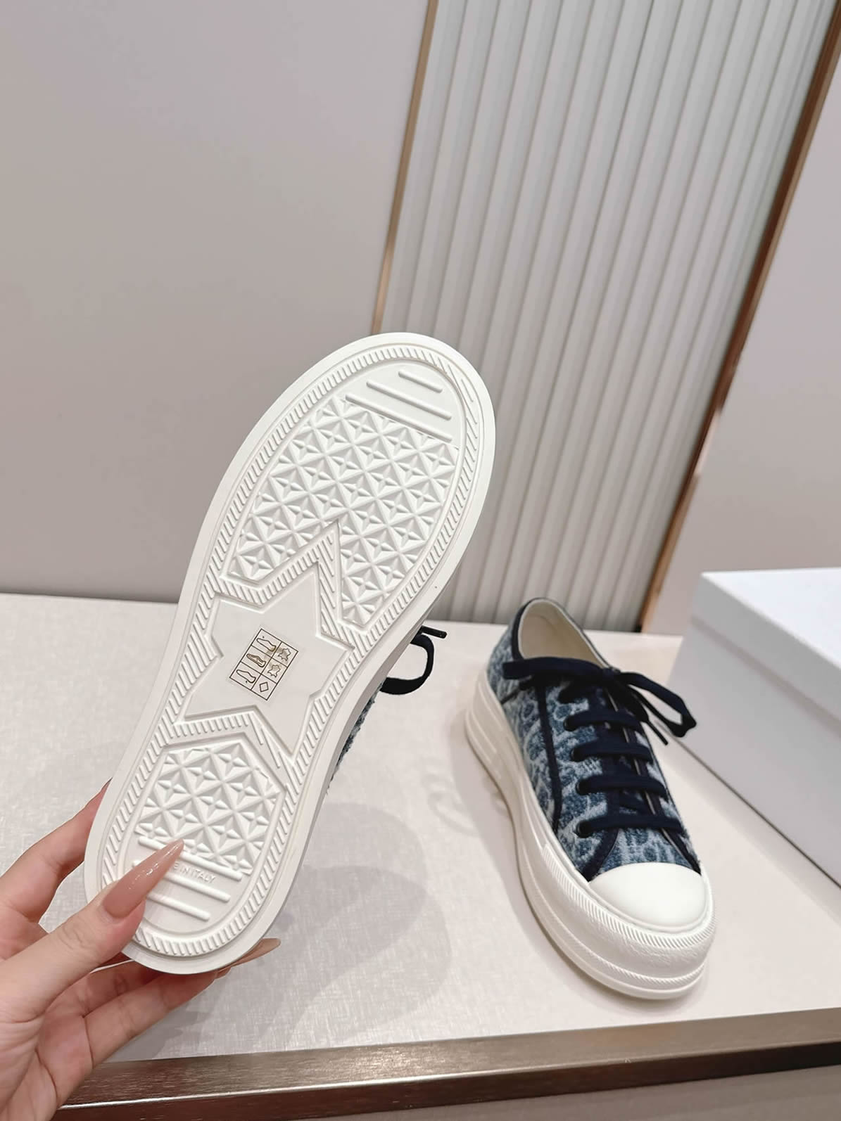 ディオール オブリーク デニム 厚底スニーカー ブルー shoes579 - 画像 (7)
