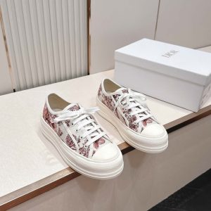 ディオール フローラルプリント キャンバス厚底スニーカー ピンク shoes583