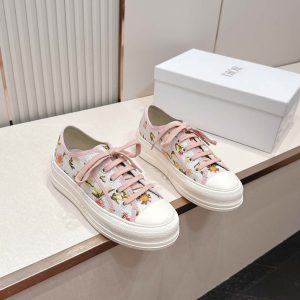 ディオール フローラルプリント キャンバス厚底スニーカー ピンク shoes584