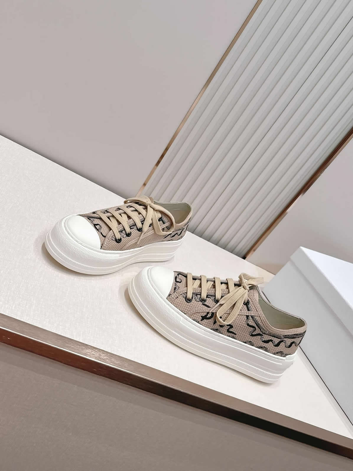 ディオール ロゴグラフィック キャンバス厚底スニーカー ベージュ shoes585 - 画像 (6)
