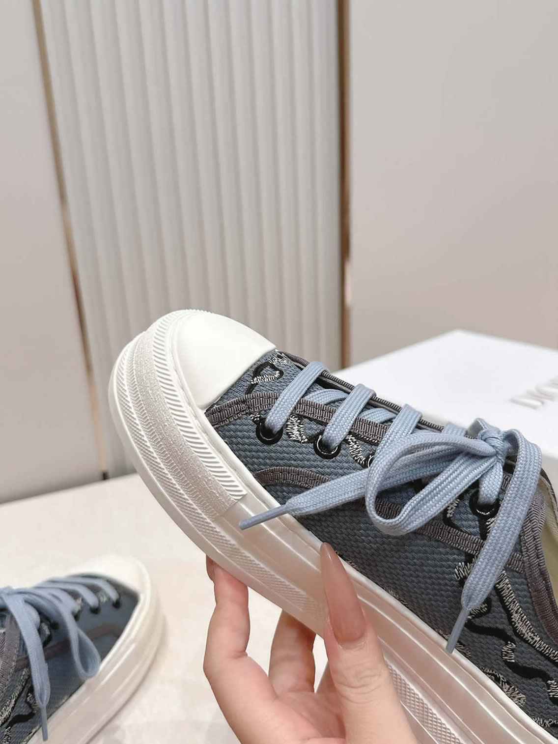 ディオール ロゴグラフィック キャンバス厚底スニーカー ブルー shoes586 - 画像 (5)