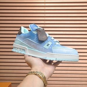 ルイ・ヴィトン モノグラム・デニム 厚底スニーカー ライトブルー shoes577