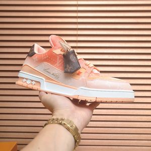 ルイ・ヴィトン モノグラム・デニム 厚底スニーカー ピーチオレンジ shoes578