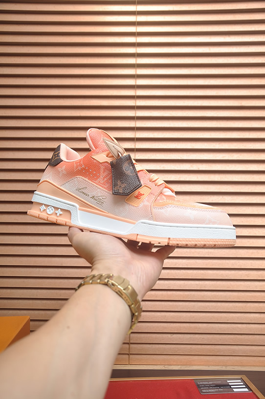 ルイ・ヴィトン モノグラム・デニム 厚底スニーカー ピーチオレンジ shoes578