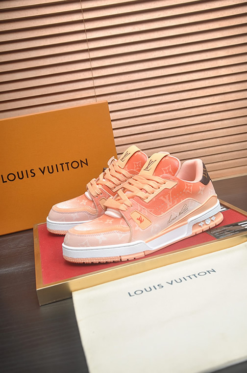 ルイ・ヴィトン モノグラム・デニム 厚底スニーカー ピーチオレンジ shoes578 - 画像 (4)