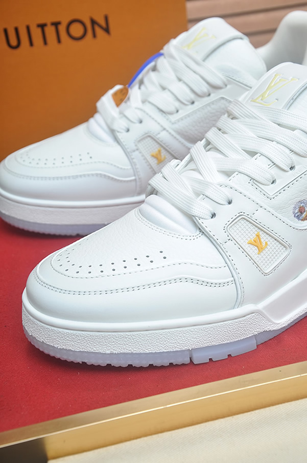 ルイ・ヴィトン フローラルプリント レザー 厚底スニーカー ホワイト shoes580 - 画像 (8)