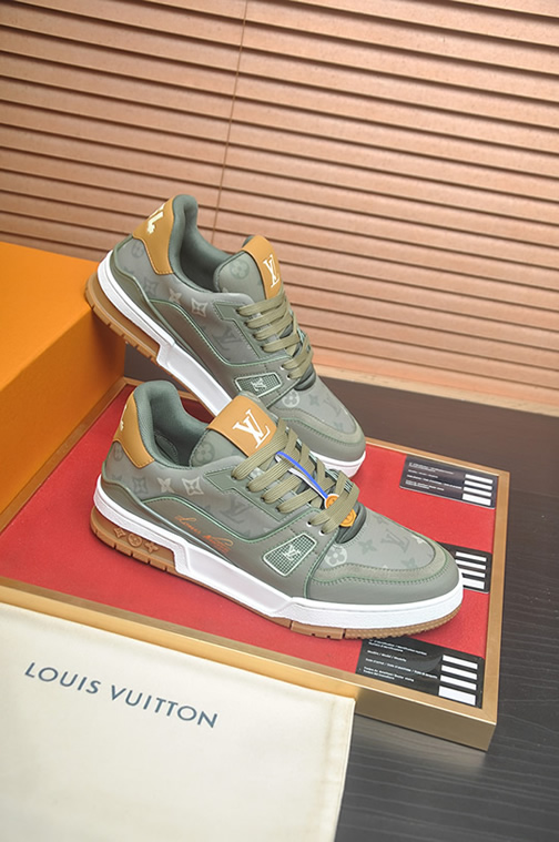 ルイ・ヴィトン モノグラム・レザー 厚底スニーカー オリーブグリーン shoes582 - 画像 (6)
