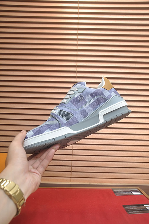 ルイ・ヴィトン ダミエ風パターン テキスタイル厚底スニーカー パープル shoes583 - 画像 (5)