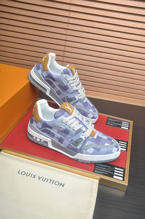 ルイ・ヴィトン ダミエ風パターン テキスタイル厚底スニーカー パープル shoes583 - 画像 (6)