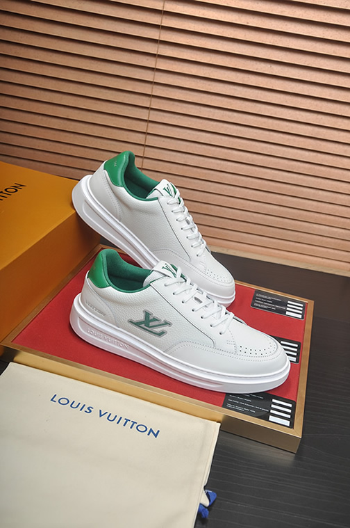 ルイ・ヴィトン グレインレザー スニーカー ホワイト/グリーン shoes586 - 画像 (6)